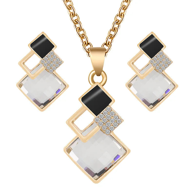 Explore our exquisite collection of crystal pendant necklaces and earrings sets designed for women. This jewelry set is perfect for bridal wear or as a statement piece for a wedding choker necklace set.