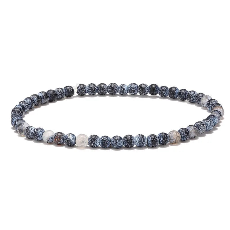 This set includes three Tibetan Buddha rope chain bracelets with blue natural stone beads, perfect for men.