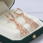 Kinel Hot Hollow Flower Dangle Earrings for Women Trendy 585 Rose Gold Color Ethnic Long Big Earrings Vintage Wedding Jewelry