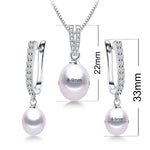 Dainashi 4 Colors New Arrival Women Hot Sale 925 Sterling Silver Natural Freshwater Pearl Pendant&Earrings Jewelry Set，8-9mm