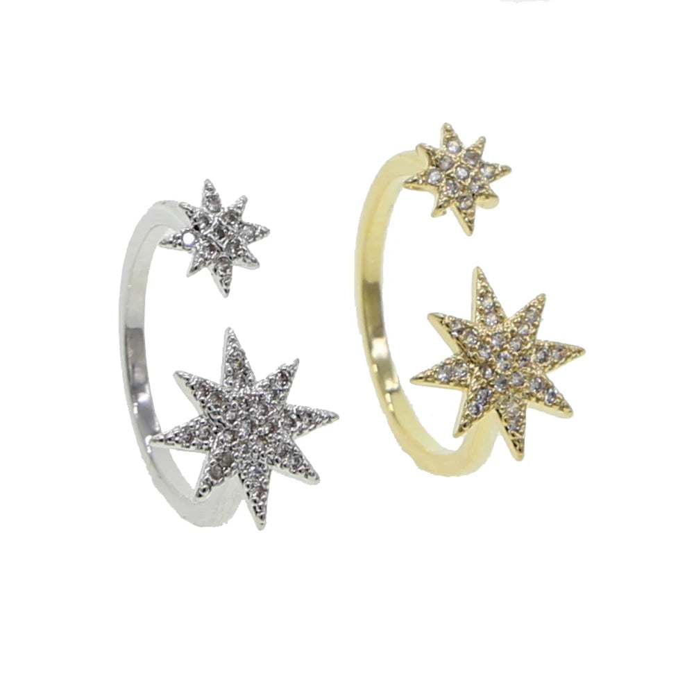 Star ring for girl women open adjusted size fashion trendy jewelry