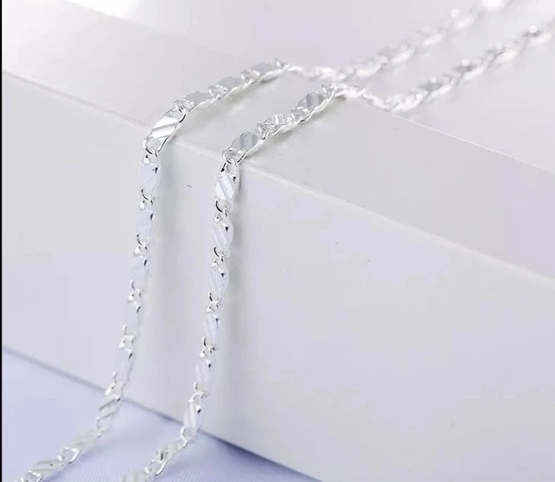 925 Sterling Silver 16/18/20/22/24/26/28/30 Inch 2mm Charm Chain Necklace For Women Man Fashion Wedding Party Jewelry