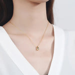 925 Sterling Silver Necklace For Women Ladies Elegant Chain Waterdrop Gold Color Sterling Silver Jewelry Round Necklace