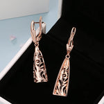 Kinel Hot Hollow Flower Dangle Earrings for Women Trendy 585 Rose Gold Color Ethnic Long Big Earrings Vintage Wedding Jewelry