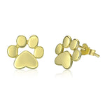 925 Sterling Silver Animal Paw Footprints Stud Earrings