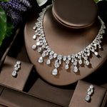 Luxury Wedding Jewelry Nigerian Design Cubic Zirconia Large Bridal Choker Necklace Earrings Sets For Women bijoux N-1454