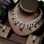 Luxury Wedding Jewelry Nigerian Design Cubic Zirconia Large Bridal Choker Necklace Earrings Sets For Women bijoux N-1454