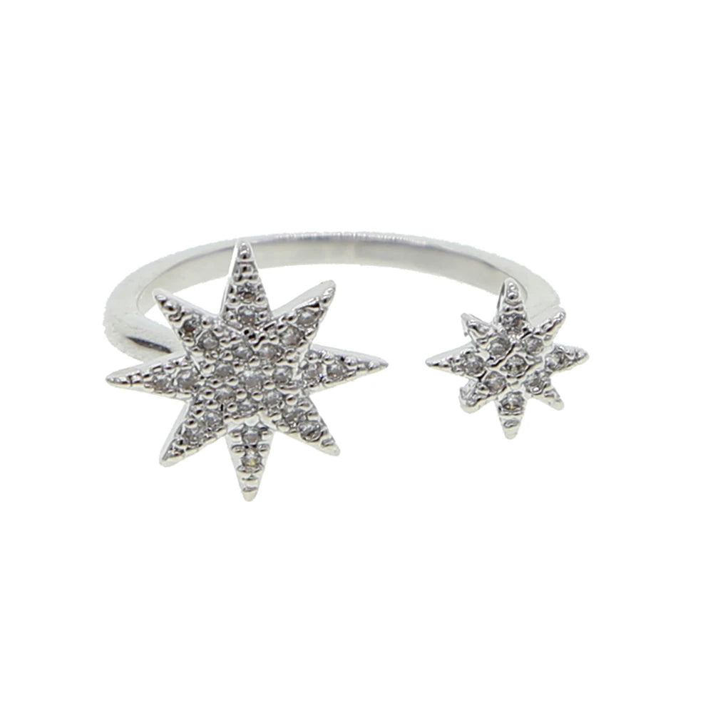Star ring for girl women open adjusted size fashion trendy jewelry