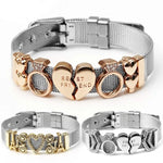 Silver Color Stainless Steel Mesh Watch Belt Bracelets For Women Men Couple Rose Gold Plated Lover Heart Charm Bracelet Bangle