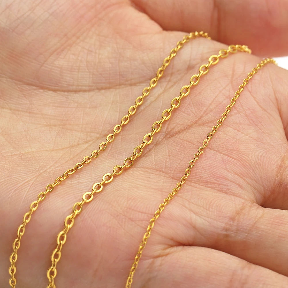 10Meters 1/1.5/2mm Gold Stainless Steel Chain Necklace DIY O Shape Cross Chains for Bracelets Jewelry Making Components