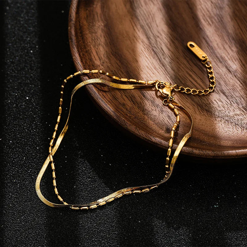 Fashion Jewelry Stainless Steel Women's Anklet Women's Jewelry Multilayer Gold colour Anklet