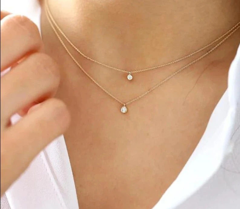 Zircon 925 Sterling Silver Choker Necklace for Women Simple Temperament Gold Necklaces Wedding Jewelry