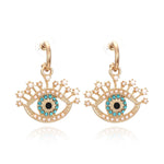 Fashion-forward and flashy, these Geometric Rhinestone Evil Eye Statement Earrings offer beauty and style. Perfect for any look, these stunning earrings are crafted for women, making sure you dazzle wherever you go!