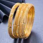 4Pcs/lot 24K Dubai Gold Color Bracelet Bangles For women Wife African Bridal Wedding Gifts Party Africa Bracelet Jewelry