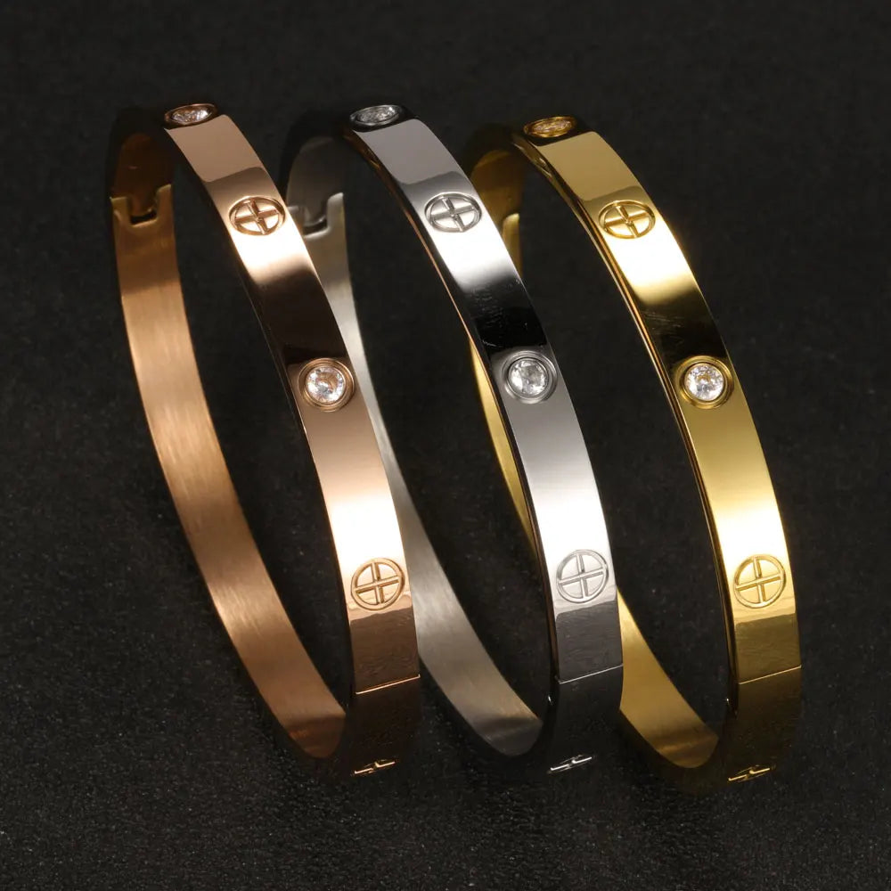 Stainless Steel Cuff Bracelets Bangles For Women Fashion Jewelry Charm Jewelry Accessories Crystal Bracelet loves