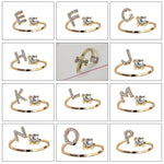 26 English Letter Open Finger Rings A-Z Initials Name Alphabet Female Creative Ring Fashion Wedding Party Jewelry Gifts