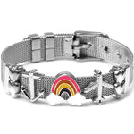 Silver Color Stainless Steel Mesh Watch Belt Bracelets For Women Men Couple Rose Gold Plated Lover Heart Charm Bracelet Bangle