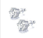 Round Moissanite Diamonds Silver Stud Earrings 925 Women 5mm/6.5mm DF White Stones Earring Jewelry Accessories