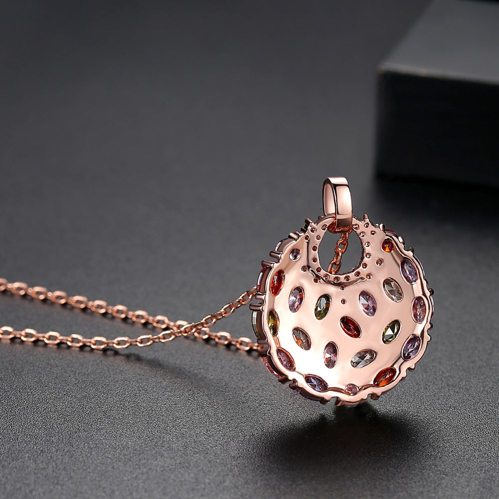 Luxury Multicolor Cubic Zirconia Big Round Necklace Pendant