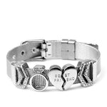 Silver Color Stainless Steel Mesh Watch Belt Bracelets For Women Men Couple Rose Gold Plated Lover Heart Charm Bracelet Bangle