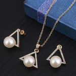 Gold Color Simulated Pearl Jewelry Set