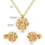 Korean Tiny Jewelry Sets For Women Wedding Party Stainless Steel No Fade Pendant Necklaces And Stud Earrings Jewelry Gifts