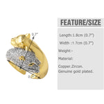 Fashion White Crystal Leopard Statement Rings for Women Copper Gold Plated Crossover Open Ring Jewelry Gift rigs89