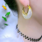 Minimalist Wire Mesh Zircon Round Hoop Earring for Women Unique Gold Color Loop Statement Party Jewelry LOVE Christmas Gift