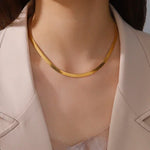 Gold Color Snake Chain Necklace for Women Men Stainless Steel Jewelry 2025 Trend Herringbone Chains Birthday Couple Gift