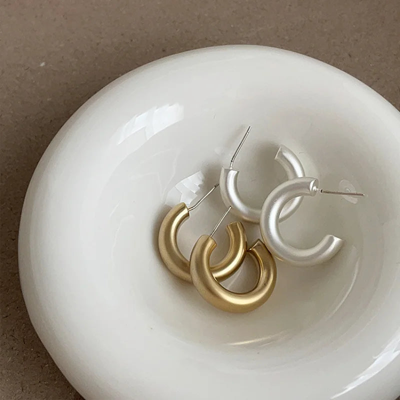 Bilandi Modern Jewelry 925 Silver Needle Matte Gold Color Earrings Simply Design Hot Sale Small Hoop Earrings For Women Girl