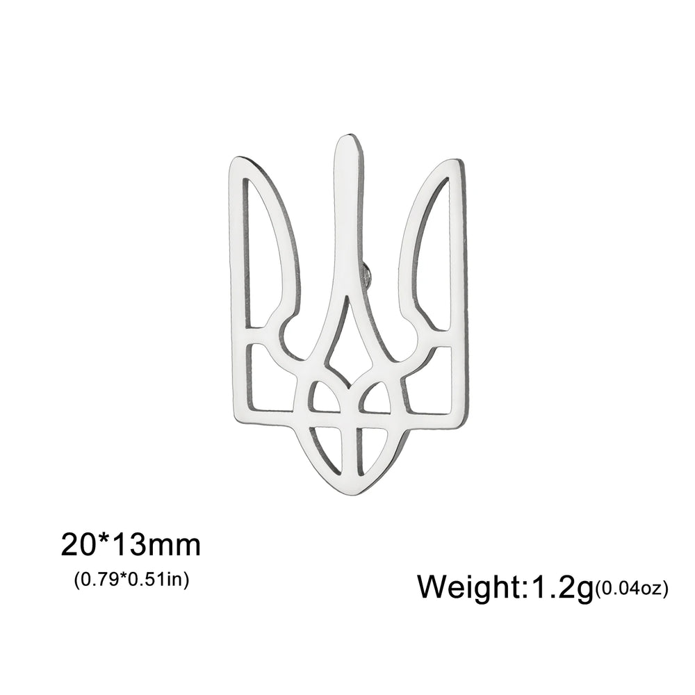 Lemegeton Ukraine National Emblem Brooch Stainless Steel Pin Falcon Badge Trident Suit Collar Pins New Year Valentine's Day Gift