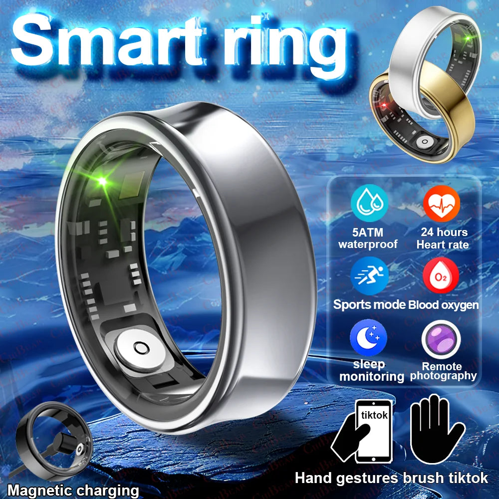 Smart Ring Video Page Turning Remote photography 5ATM Waterproof Heart Rate Monitor Sport Tracker Smartring 2024 New