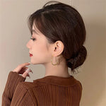 Hot Sale 925 Silver Needle Geometric Oval Hoop Earrings For Women Simple Design Earrings Party Wedding Jewelry