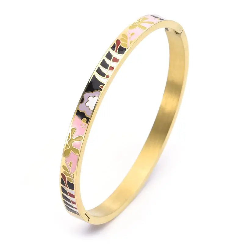 6mm Enamel Stainless Steel Fashion OL Charm Bangles Jewelry Gift Women Girls Wedding Party Cuff Fashion Bangles