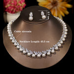 Elegant White CZ Wedding Accessories for Women Brides Classic Round Pearl Necklace and Earrings Costume Jewelry Sets X0482