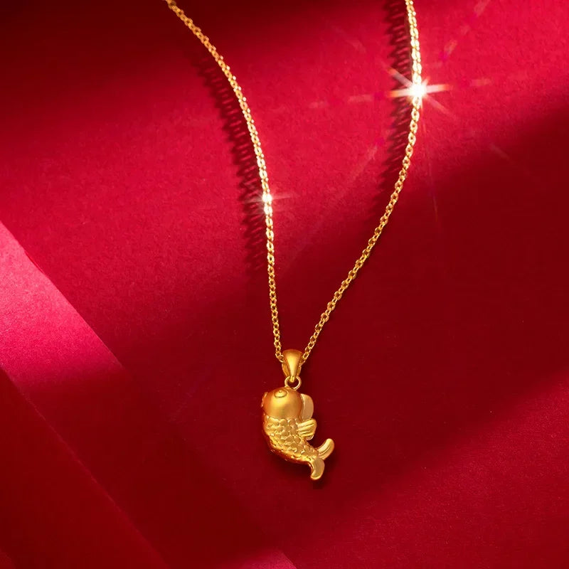 AU750 gold necklace koi 18K pendant clavicle simple temperament clavicle necklace women 45cm