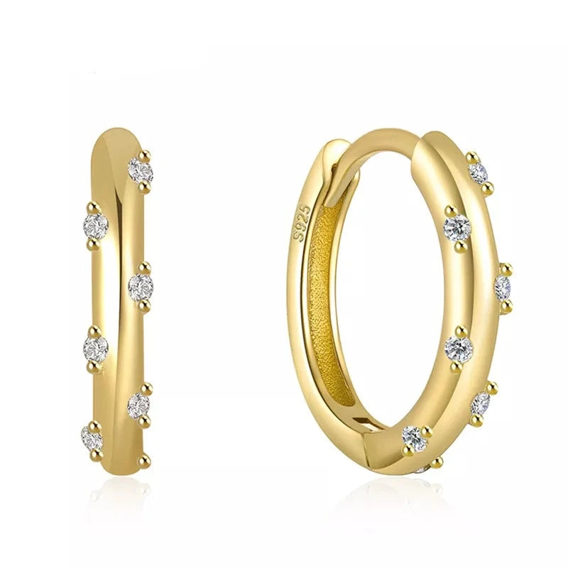 925 Sterling Silver Glossy Hoop Earrings Gold Color Tiny Cartilage Piercing Small Huggie Earring Fine Jewelry Accessories