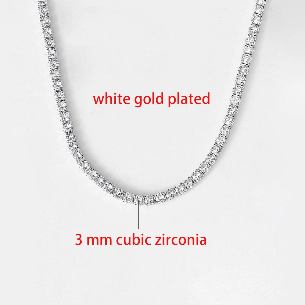 Choker Iced Out Tennis Chain Necklace For Women Luxury Cubic Zirconia Crystal Short Hiphop Neck Accessories Jewelry OHN016