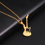 Stainless Steel Jewelry Musical Instrument Guitar Pendant Necklace for Women Men Chain Necklace Birthday Party Gift 2025