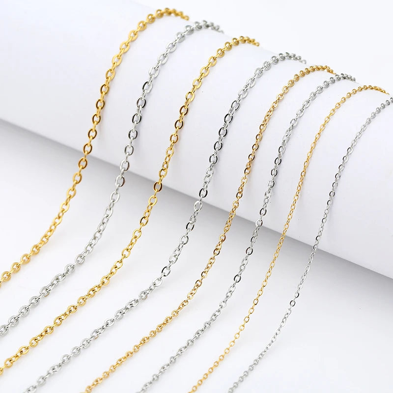 5 meters Stainless Steel Link Chains Bulk Lot 1 1.5 2 2.5mm Gold Color Necklace Chains for Diy Bracelet Supplies Jewelry Making