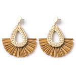 Rattan Raffia Tassel Pendant Earrings