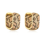 Leopard Print hoop Earrings rings necklace Fashion black white Cubic Zirconia women Geometric Jewelry set
