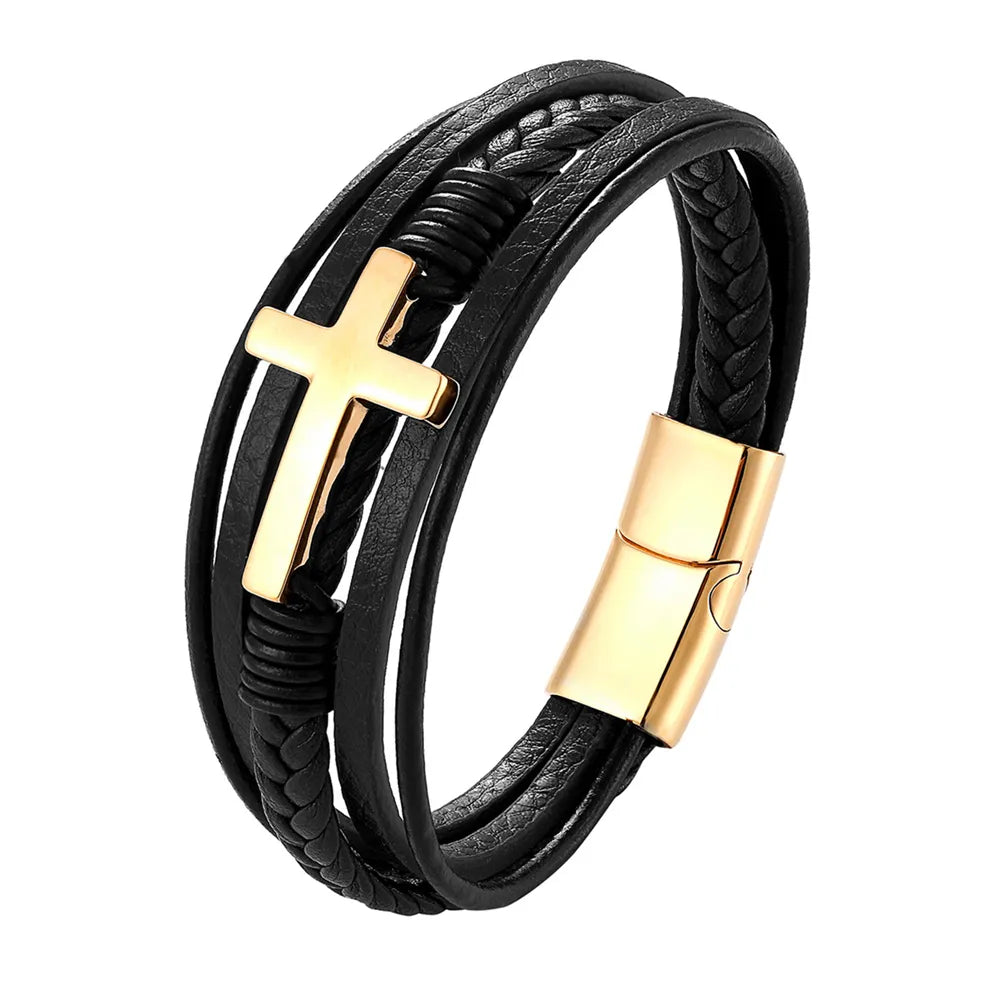 A range of exquisite luxury accessories with this high-quality men's fashion gift. Crafted from genuine black leather, these bracelets offer a unique combination of style and versatility. Perfect for those who appreciate a touch of wild handsomeness, these DIY bracelets make for a truly remarkable gift.