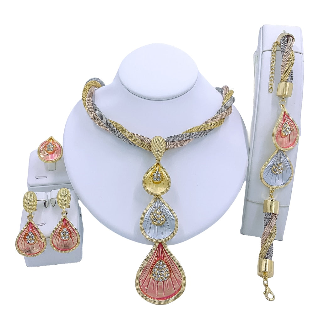 This luxurious jewelry set is made from a high-grade copper alloy and metal, giving you an elegant and timeless look that will make you shine all day long.