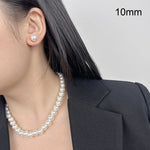 6/8/10/12mm 1 Set Of ABS Pearl Ear Clip French Pearl Necklace 42cm Clavicle Chain Jewelry Set 2023 New Earring Trend