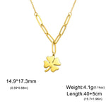 2025 Lucky Clover Pendant Necklace Stainless Steel Gold Color Double Layer Chain Necklaces for Women Girls Jewelry Gift