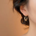 1pair New Design Light Luxury Unique Zircon Winding Hoop Earrings Fashion Women Elegant Gold Color Metal Jewelry Gifts