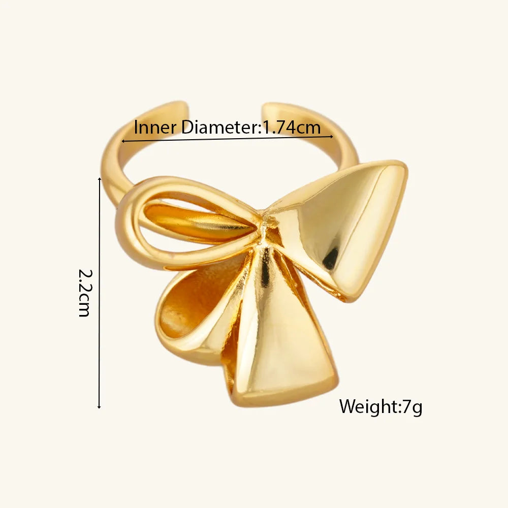 Stainless Steel Rings 18k Gold-Plated Waterproof No Fading Wrinkles Open Rings Valentine's Day Parties Jewelry Gift