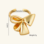 Stainless Steel Rings 18k Gold-Plated Waterproof No Fading Wrinkles Open Rings Valentine's Day Parties Jewelry Gift