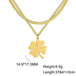 2025 Lucky Clover Pendant Necklace Stainless Steel Gold Color Double Layer Chain Necklaces for Women Girls Jewelry Gift